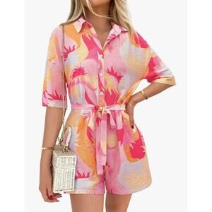 Pretty Garden Romper Womens Size M‎ Summer Beachy Flowy Relaxed Jumpsuit NWT